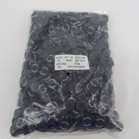 Navy Blue 4 hole 28L Button 11/16" 17.8mm 10 Gross 1440 buttons Flat Opaque LOGO - Picture 1 of 4
